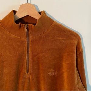 Exclusive Stussy Velour Zip Mock In Orange